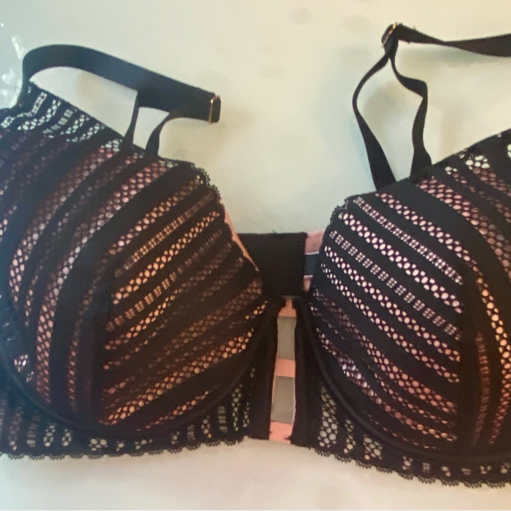 Victoria's Secret Black and Pink Lace Bra